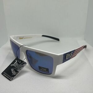 Locs Mens Mirrored USA Patriotic Hardcore Sunglasses